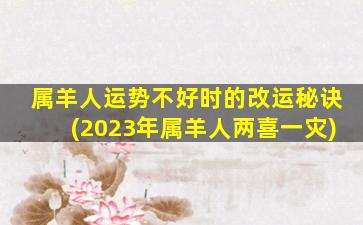属羊人运势不好时的改运秘诀(2023年属羊人两喜一灾)