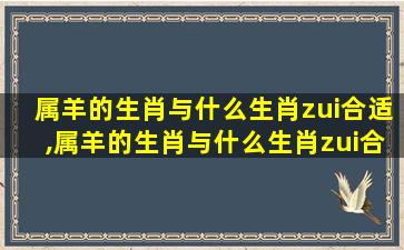 属羊的生肖与什么生肖zui
合适,属羊的生肖与什么生肖zui
合适相配