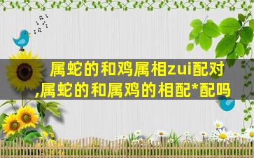 属蛇的和鸡属相zui
配对,属蛇的和属鸡的相配*
配吗