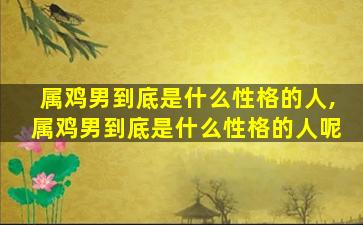 属鸡男到底是什么性格的人,属鸡男到底是什么性格的人呢