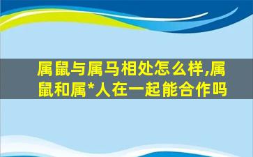 属鼠与属马相处怎么样,属鼠和属*
人在一起能合作吗