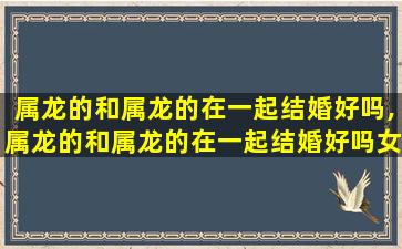 属龙的和属龙的在一起结婚好吗,属龙的和属龙的在一起结婚好吗女孩