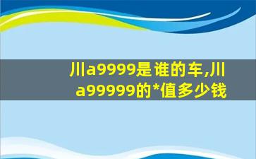 川a9999是谁的车,川a99999的*
值多少钱