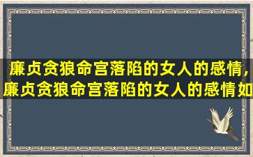 廉贞贪狼命宫落陷的女人的感情,廉贞贪狼命宫落陷的女人的感情如何