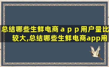 总结哪些生鲜电商ａｐｐ用户量比较大,总结哪些生鲜电商app用户量比较大