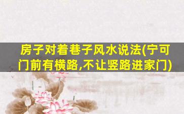 房子对着巷子风水说法(宁可门前有横路,不让竖路进家门)