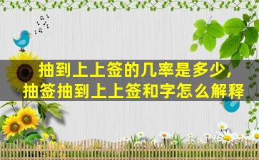 抽到上上签的几率是多少,抽签抽到上上签和字怎么解释