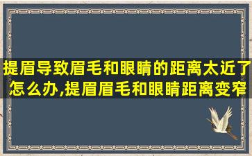 提眉导致眉毛和眼睛的距离太近了怎么办,提眉眉毛和眼睛距离变窄了还会恢复以前的样子吗