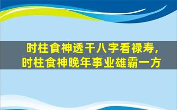 时柱食神透干八字看禄寿,时柱食神晚年事业雄霸一方