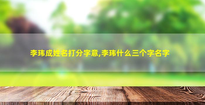 李玮成姓名打分字意,李玮什么三个字名字