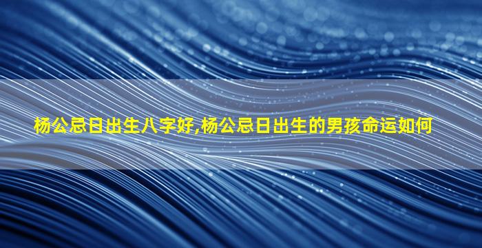 杨公忌日出生八字好,杨公忌日出生的男孩命运如何