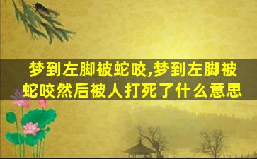 梦到左脚被蛇咬,梦到左脚被蛇咬然后被人打死了什么意思