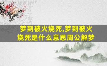 梦到被火烧死,梦到被火烧死是什么意思周公解梦