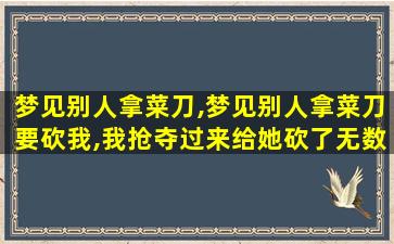 梦见别人拿菜刀,梦见别人拿菜刀要砍我,我抢夺过来给她砍了无数刀