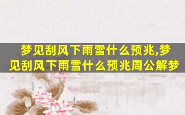 梦见刮风下雨雪什么预兆,梦见刮风下雨雪什么预兆周公解梦