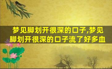 梦见脚划开很深的口子,梦见脚划开很深的口子流了好多血