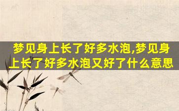 梦见身上长了好多水泡,梦见身上长了好多水泡又好了什么意思