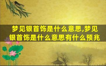 梦见银首饰是什么意思,梦见银首饰是什么意思有什么预兆