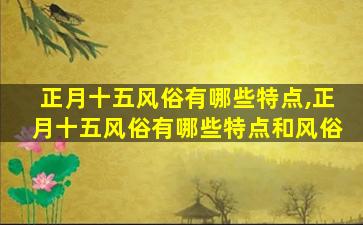 正月十五风俗有哪些特点,正月十五风俗有哪些特点和风俗