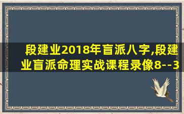 段建业2018年盲派八字,段建业盲派命理实战课程录像8--3