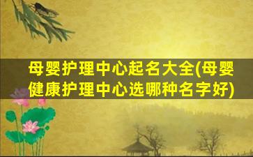 母婴护理中心起名大全(母婴健康护理中心选哪种名字好)