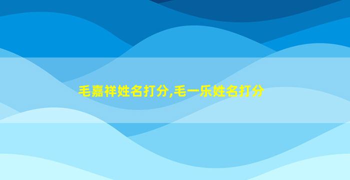 毛嘉祥姓名打分,毛一乐姓名打分