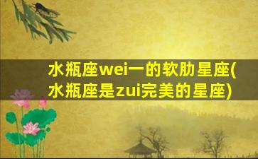 水瓶座wei一
的软肋星座(水瓶座是zui
完美的星座)