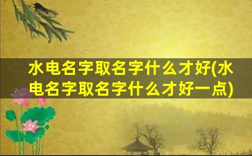 水电名字取名字什么才好(水电名字取名字什么才好一点)