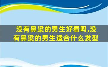 没有鼻梁的男生好看吗,没有鼻梁的男生适合什么发型