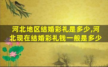 河北地区结婚彩礼是多少,河北现在结婚彩礼钱一般是多少