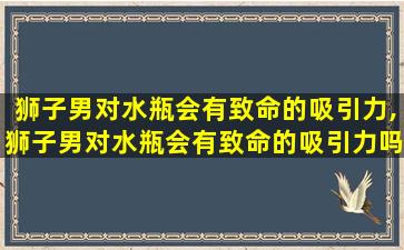 狮子男对水瓶会有致命的吸引力,狮子男对水瓶会有致命的吸引力吗知乎