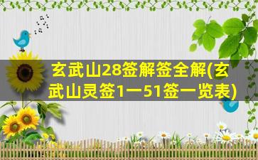 玄武山28签解签全解(玄武山灵签1一51签一览表)