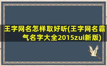王字网名怎样取好听(王字网名霸气名字大全2015zui
新版)