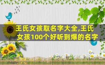 王氏女孩取名字大全,王氏女孩100个好听到爆的名字