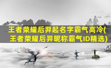 王者荣耀后羿起名字霸气高冷(王者荣耀后羿昵称霸气ID精选)