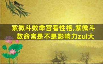 紫微斗数命宫看性格,紫微斗数命宫是不是影响力zui
大