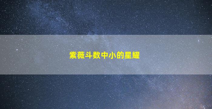 紫薇斗数中小的星耀