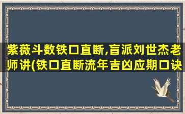 紫薇斗数铁口直断,盲派刘世杰老师讲(铁口直断流年吉凶应期口诀)