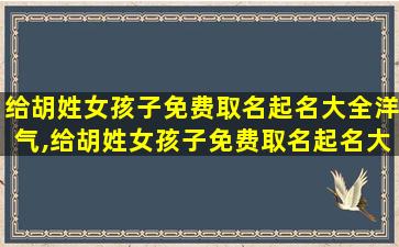 给胡姓女孩子免费取名起名大全洋气,给胡姓女孩子免费取名起名大全洋气的名字