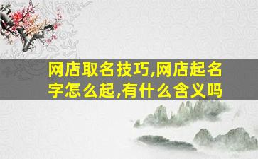 网店取名技巧,网店起名字怎么起,有什么含义吗