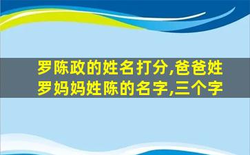 罗陈政的姓名打分,爸爸姓罗妈妈姓陈的名字,三个字