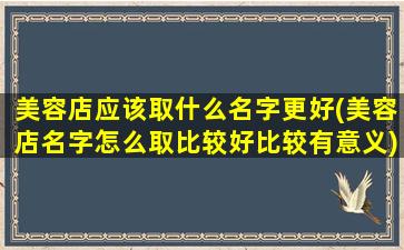 美容店应该取什么名字更好(美容店名字怎么取比较好比较有意义)