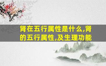 肾在五行属性是什么,肾的五行属性,及生理功能