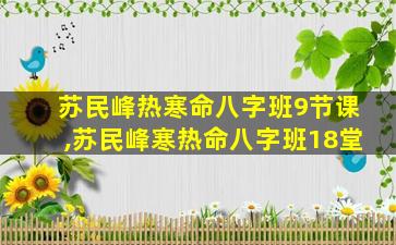 苏民峰热寒命八字班9节课,苏民峰寒热命八字班18堂