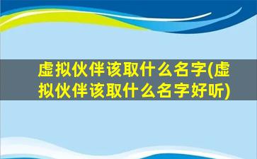 虚拟伙伴该取什么名字(虚拟伙伴该取什么名字好听)