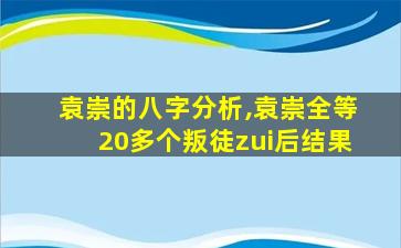 袁崇的八字分析,袁崇全等20多个叛徒zui
后结果