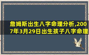 詹姆斯出生八字命理分析,2007年3月29日出生孩子八字命理是