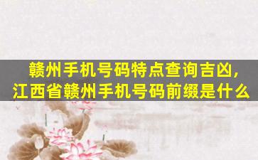 赣州手机号码特点查询吉凶,江西省赣州手机号码前缀是什么