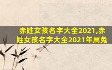 赤姓女孩名字大全2021,赤姓女孩名字大全2021年属兔