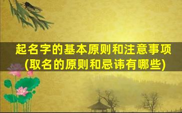 起名字的基本原则和注意事项(取名的原则和忌讳有哪些)